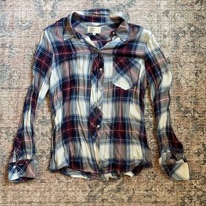 Cosmic Blue Love Long Sleeve Flannel Button-up